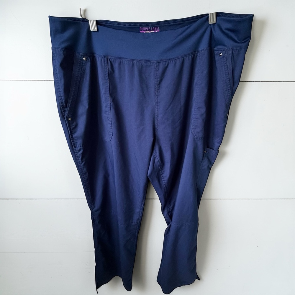 Purple Label Yoga Cargo Pants Womens Plus Size Blue Stretch Lounge Athletic